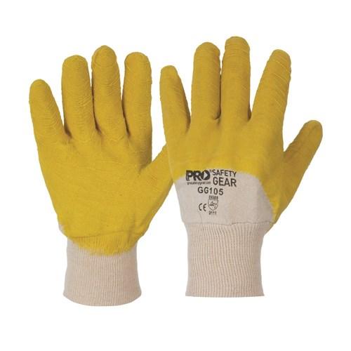 Pro Choice Yellow Latex Glass Gripper Glove With Knitted Wrist X12 - GG105 PPE Pro Choice   